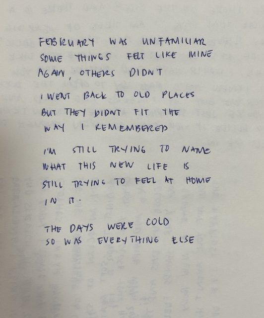 A handwritten page from february