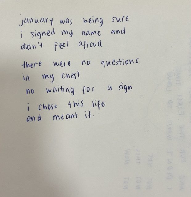 A handwritten page from january