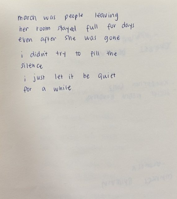 A handwritten page from march