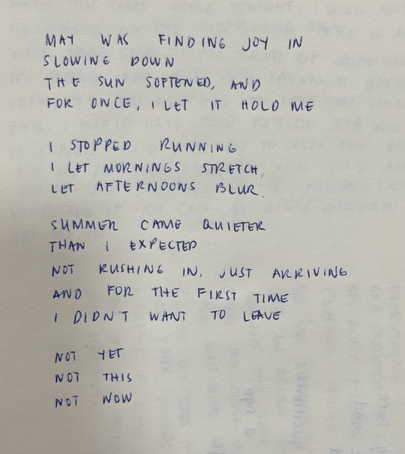 A handwritten page from may